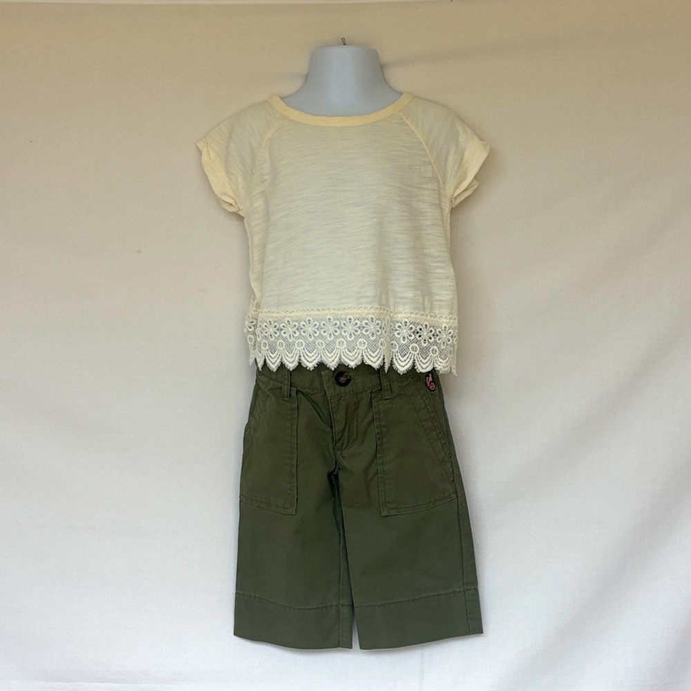 Old Navy Eyelet Lace Top & Carter’s Wide Leg Cropped Pants – Baby Girl Outfit